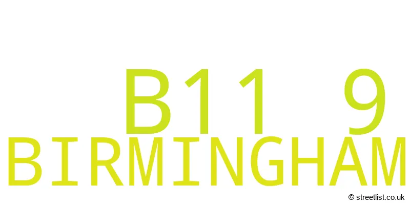 A word cloud for the B11 9 postcode